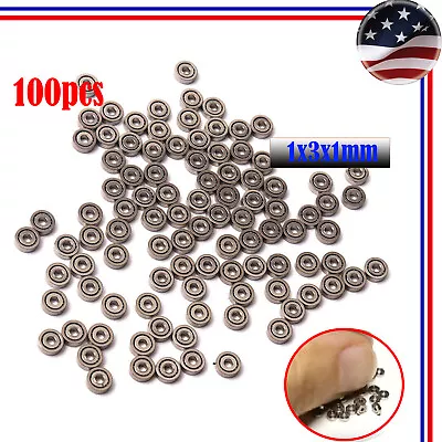 100x 681ZZ 1x3x1mm Deep Groove Miniature Open Micro Ball Bearings Mini Bearing  • $17.99