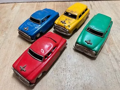 Lot Of 4 Vintage Tin Steel Cars- 2 COUPES 2 WAGONS- Made In Japan- 5  Long • $15.50