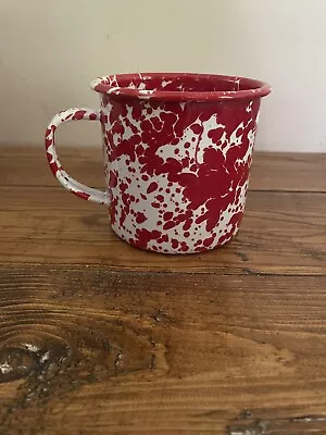 Vintage Red & White Splattered Enamelware 12 FL OZ Metal Mug  • $14.99