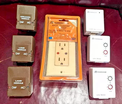 $70 • Buy 7 X-10 Powerhouse Appliance & Lamp Modules & Power Line Interface & Receptacle