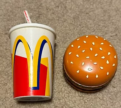 Vintage McDonalds Drink W/ Sounds Straw 3 1/2” & 1995 Plastic Big Mac • $20