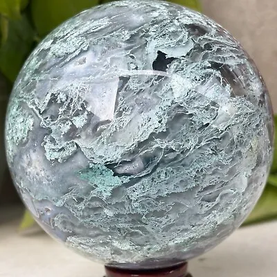 1859g Natural Moss Agate Ball Quartz Crystal Sphere Reiki Meditation Decoration • $0.63