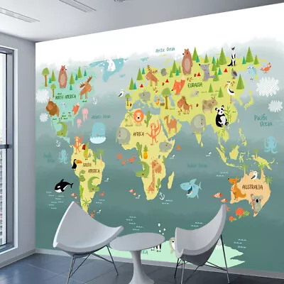 Removable Peel And Stick Wallpapers For Kids Baby Bedroom World Map Animal Mural • $9.30