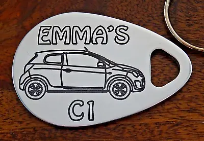 Personalised CITROEN C1 Car Keyring NEW SHAPE 3 Door ANY NAME Engraved Unique  • £6.49