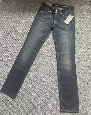 7 For All Mankind Classic Straight Leg Denim Blue Jeans 24/32 New With Tags • £29.99