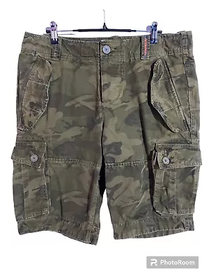 Superdry Cargo Shorts Mens Large Core Heavy Utility Army Military Green Summer • $35