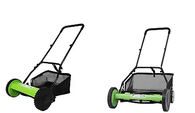 Manual Hand Push Walk-Behind Lawn Mower Grass Cutter 2 Cutting Heights Basket • £64.99