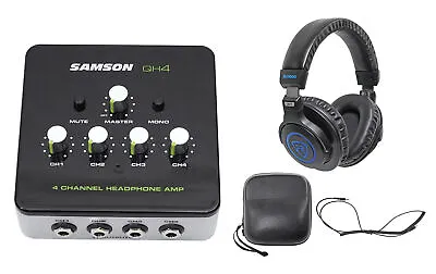 SAMSON QH4 4-Ch Stereo Studio Monitoring Headphone Amplifier Amp+DJ Headphones • $99.95