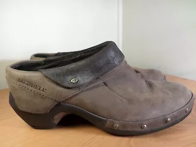 Merrell Shoes Womens 8.5 Luxe Wrap Bitter Mule Clogs Brown Leather Casual J68662 • $19.99