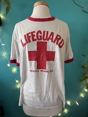 Vintage 80s Myrtle Beach Lifeguard Single Stitch Super Thin Soft Tee • $18