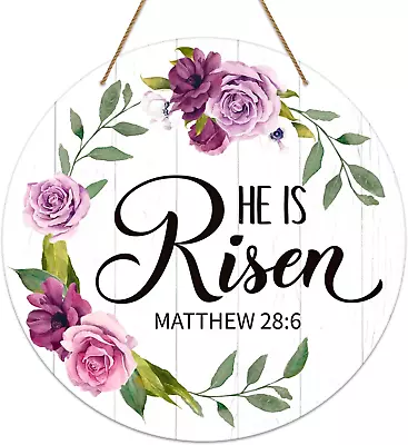 He Is Risen Door Sign Vintage Floral Religious Easter Outdoor Spring Decorations • $22.99