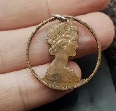 Old Vintage English Queen Elizabeth Coin Pendant. Copper Metal Coin Jewellery • £15