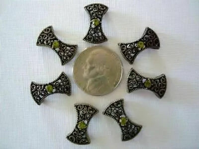 2 Hole Slider Beads Filigree Hourglass Olive Green #7 • $5.50