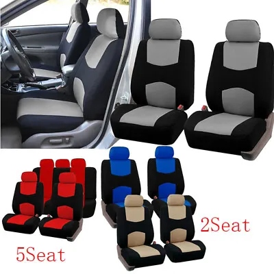 2/5Seat Flat Cloth Universal Seat Covers Fit For Car Truck SUV Van - Front Seats • $12.74