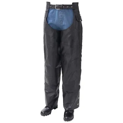 Nwt Mens Womens Black Leather Motorcycle Riding Bikers Riding Chaps  2x • $32.95