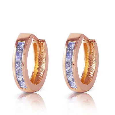 0.95 Carat 14K Solid Rose Gold Huggie Hoop Earrings Tanzanite • $487.20