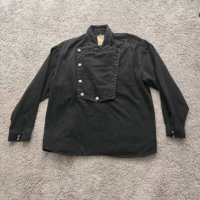 Wah Maker Shirt Men Large True West Frontier Bib Black Long Sleeve Western VTG • $50