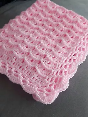 Pink Baby Girl Hospital Blanket Throw Spanish Romany Knitted Crochet  • £9.99