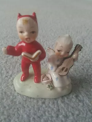 Vintage 1950's Napco Saint Sinner Angel Devil Musician Figurine S542A  W/Label  • $100