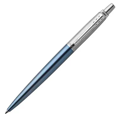 Parker Jotter Ballpoint Pen Waterloo Blue & Stainless Steel Made In France • $14.95