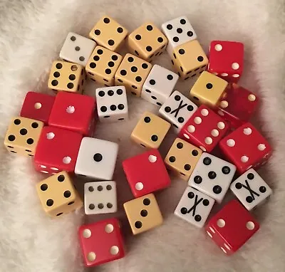 Vtg Dice Lot Of 30 Red White And Bone Color  Small To Large • $12.95