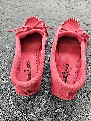 Minnetonka Hot Pink  401 Kilty Women’s Slip On Hardsole Moccasin Size 7 • $24.99