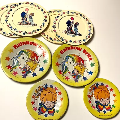 Vintage Rainbow Brite 1983 Metal Plates & Chilton American Greetings Plastic • $14.99