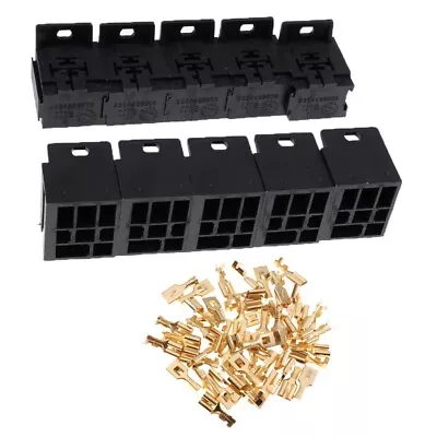 New Relay Base Holder Stand 5 Pin Socket With 5 Terminals 6.3mm Kits 10 Sets 30A • $12.49