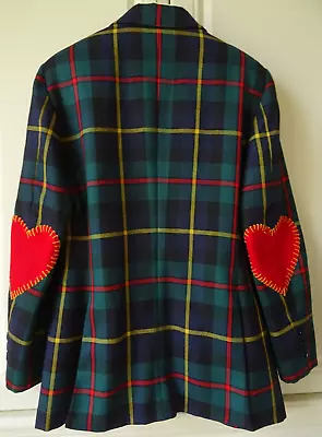 MOSCHINO CHEAP And CHIC PLAID BLAZER W/ RED HEART ELBOW PATCHES UK 12 USA 10 • $453.40