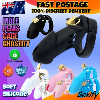 BDSM Cock Penis Cage Male Chastity Kit Silicone Fetish Restraint Bondage Sex Toy • $34.95