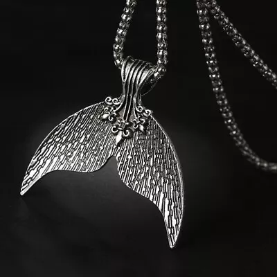 Silver Chain Men Alloy Mermaid Pendant Titanium Steel Necklace • $8.45