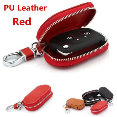 Universal PU Leather Fashion Auto Car Smart Remote Key Case Fob Holder Bag Red • $12.89