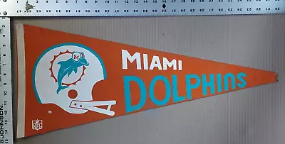 Vintage Miami Dolphins NFL Football Pennant 12  X 30  2 Bar Helmet Felt • $14.99