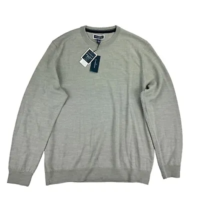 Club Room Mens Solid Crewneck Merino Wool Blend Sweater Gray L • $21.99