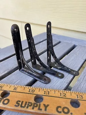 Lot Of 3 Vintage 1900s Miniature Shelf Brackets 2 Pressed Steel 1 Cast Iron • $24.99