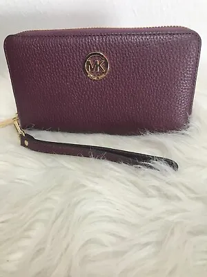 NWT Michael Kors Burgundy Fulton Multifunction Phone Case Wristlet Wallet • $95