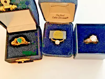 Lot Of 3 Vintage Estate Cubic Zirconia Rings New Solitaire Cocktail • $12.99