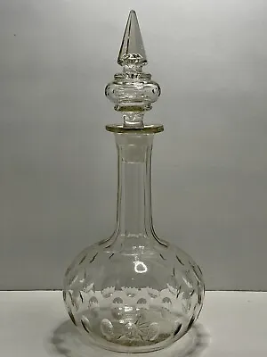 £50 • Buy Antique Victorian Glass Shaft & Globe Wine Decanter Spire Stopper 