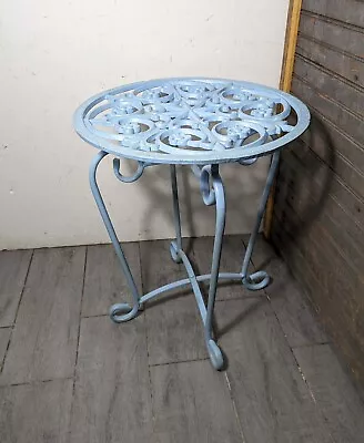 Vintage French Victorian Cast Wrought Iron Round Folding Plant Stand Table • $162