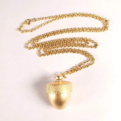 $14 • Buy Vintage Acorn Pendant Necklace Gold Tone Chain 30  Costume Estate Fall Autumn