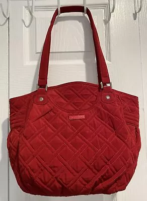 VERA BRADLEY Glenna Quilted Red Microfiber Bag • $43