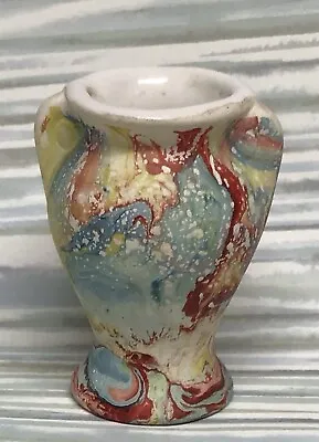 Morton Pottery Vintage End Of Day Swirl Paint Ceramic Vase With Ears 3” • $15