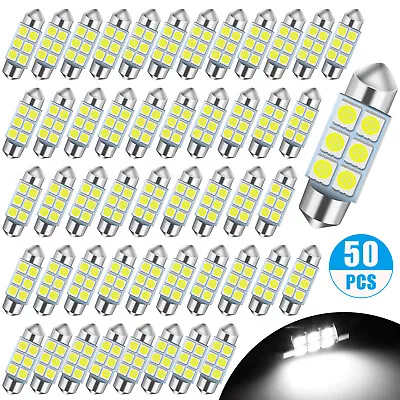 50Pcs 6418 C5W 36MM Festoon LED License Plate Tag Light Bulbs 6000K Bright White • $12.98