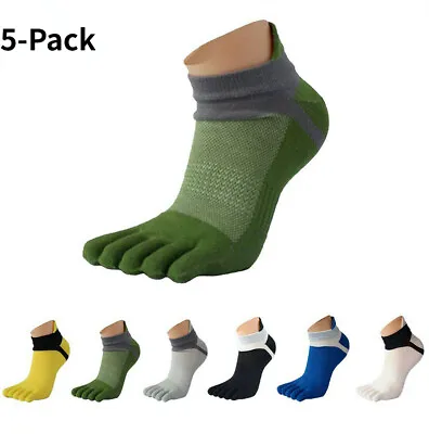 5 Pack Men Ankle Five Finger Toe Socks Combed Cotton Casual Sport Breathe Mesh • £13.07