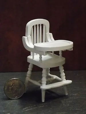 Dollhouse Miniature Baby High Chair White 1:12 One Inch Scale C80 Dollys Gallery • $18.99