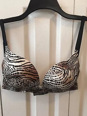 Victoria's Secret 34D BioFit Push-Up Studded💕Rhinestone Leopard Print Bra NWOT • $36.95