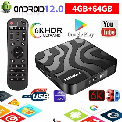 T95 MAX Android 12.0 TV Box Quad Core 2G+16GB 4G+64GB HD Media Player WIFI HDMI • £26.89