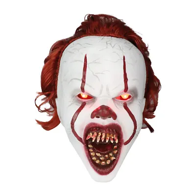 £16.79 • Buy Halloween Scary Clown Mask LED Light-Up Latex Bloody IT Mask Horror Cosplay UK