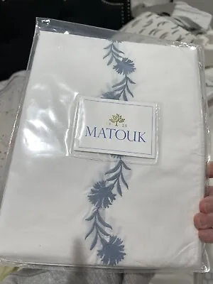 $124 Matouk USA New 1pc King Case Daphne Hazy Blue 520TC Percale  • $59