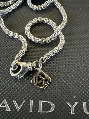 💯 Authentic David Yurman 2.7mm X 20” Sterling Box Chain W/14k Gold DY Logo! • $239.77